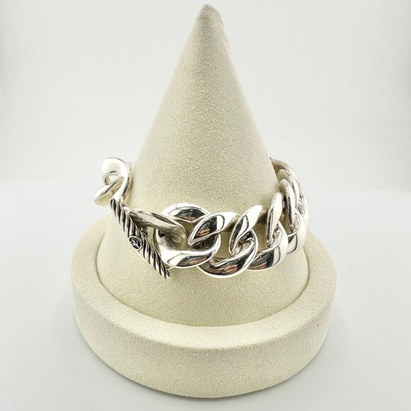 David Yurman Cordelia Curb Link Bracelet w/ Black Diamonds - 8.25" - RARE - Picture 7 of 13